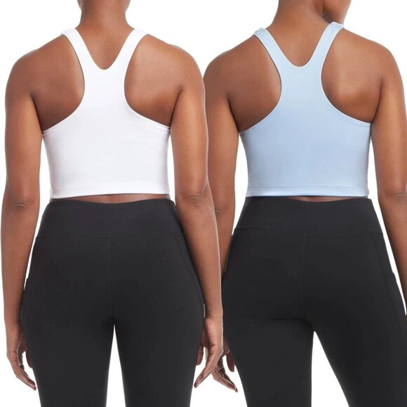 NEW Danskin Women's L Studio Bra 2-Pack High Neck Racerback Blue White - Picture 3 of 6